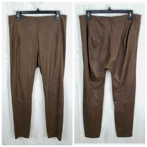 Lysse Size M Brown Faux Suede Cracked Print Leggings Hidden Pocket